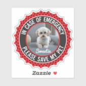 Sla mijn huisdier veiligheidswaarschuwing naam fot sticker (Vel)