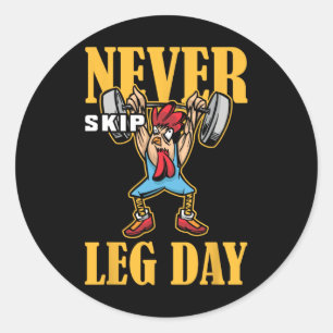 Sla nooit beendag gewichtheffen workout ronde sticker