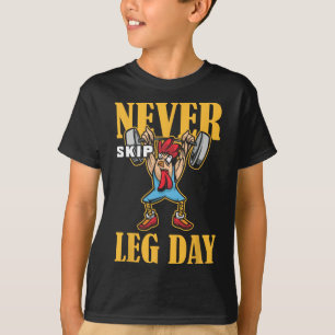 Sla nooit beendag gewichtheffen workout t-shirt