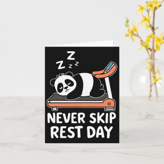 Sla nooit rustdag Grappig Bodybuilding Panda Work Kaart (Gele Bloem)