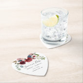 Sla ons datumscript Bourgogne Floral op Kartonnen Onderzetters (Insitu)