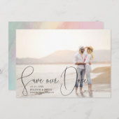 Sla ons datumverfijnde lijnenvloeiend penscript op kaart (Voorkant / Achterkant)