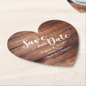 Sla onze date Wood Print Weddenschap op Kartonnen Onderzetters (Gekanteld)