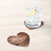 Sla onze date Wood Print Weddenschap op Kartonnen Onderzetters (Insitu)