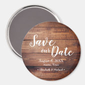 Sla onze date Wood Print Weddenschap op Magneet (Voorkant / Achterkant)