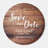 Sla onze date Wood Print Weddenschap op Magneet (Voorkant)