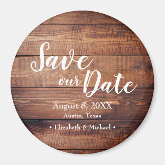 Sla onze date Wood Print Weddenschap op Magneet