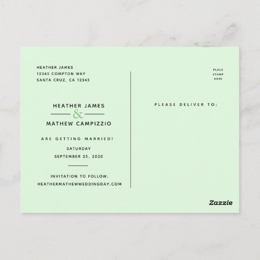 Sla onze datum bruiloft noodlijdende script fotoka briefkaart (Achterkant)