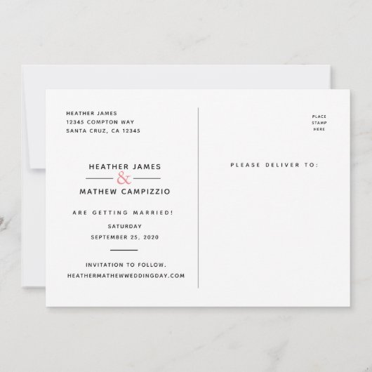 Sla onze datum bruiloft noodlijdende script fotoka kaart (Achterkant)