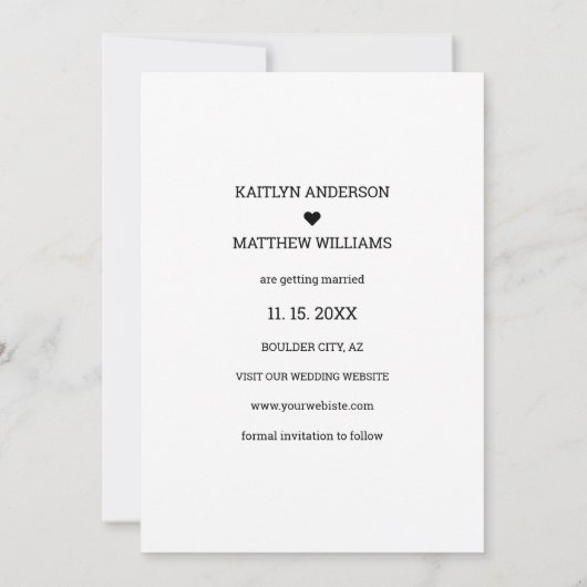 Sla onze datum foto modern script bruiloft save the date (Achterkant)