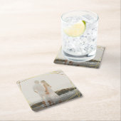 Sla onze datum Geometrische gouden prisma foto Lij Kartonnen Onderzetters (Insitu)