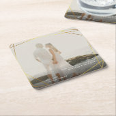 Sla onze datum Geometrische gouden prisma foto Lij Kartonnen Onderzetters (Schuin)