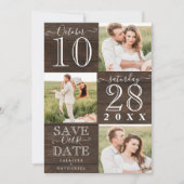 Sla onze datum houten monogram foto op save the date (Voorkant)