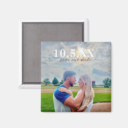 Sla onze datum kleur blok bruiloft magneet (Voorkant / Achterkant)
