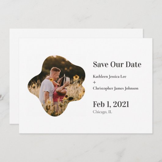 Sla onze datum Leuke eenvoudige speelse foto bruil Aankondiging (Voorkant / Achterkant)