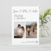 Sla onze datum met handgeschreven hart persoonlijk save the date (Staand voorkant)