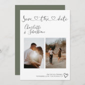 Sla onze datum met handgeschreven hart persoonlijk save the date (Voorkant / Achterkant)