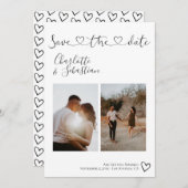 Sla onze datum met handgeschreven hart persoonlijk save the date (Voorkant / Achterkant)