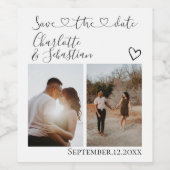 Sla onze datum met handgeschreven hart persoonlijk wijn etiket (Enkel label)