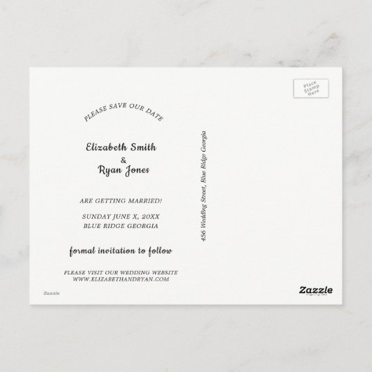 Sla onze datum op, Aankondiging, Foto Briefkaart (Achterkant)