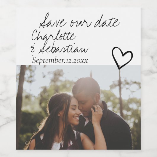 Sla onze datum op handgeschreven gepersonaliseerde wijn etiket (Enkel label)