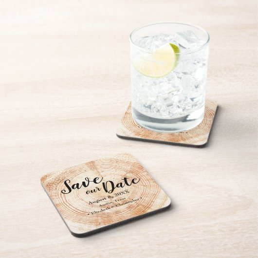 Sla onze datum op Houtner Trouw Rustiek Op Maat Bier Onderzetter (Rechterzijde)