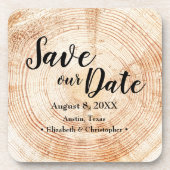 Sla onze datum op Houtner Trouw Rustiek Op Maat Bier Onderzetter (Voorkant)