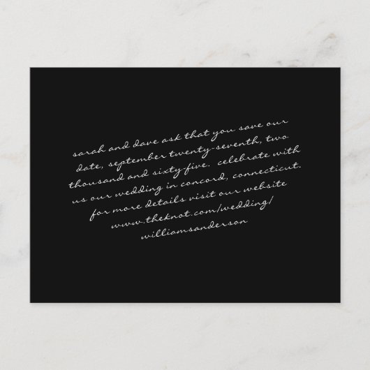 Sla onze datum op in Black Modern Script tekst Briefkaart (Voorkant)