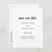 Sla onze datum op met de minimalistische zwarte wi aankondigingskaart (Voorkant / Achterkant)