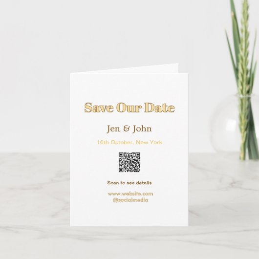 Sla onze datum op Scan QR voor details naam datum  (Voorkant)