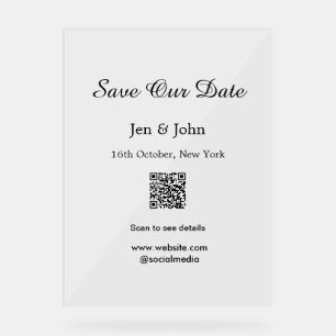 Sla onze datum op Scan QR voor details naam datum Acryl Bord