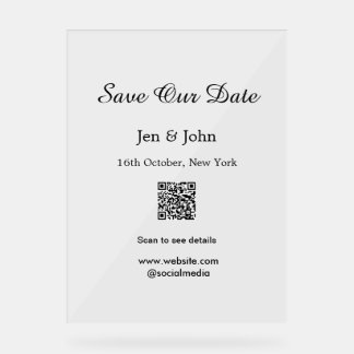 Sla onze datum op Scan QR voor details naam datum  Acryl Bord