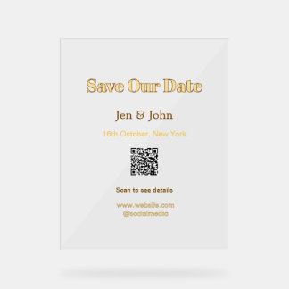 Sla onze datum op Scan QR voor details naam datum  Acryl Bord