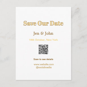 Sla onze datum op Scan QR voor details naam datum Briefkaart