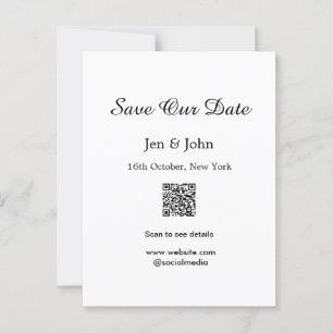 Sla onze datum op Scan QR voor details naam datum Briefkaart
