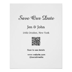 Sla onze datum op Scan QR voor details naam datum Perfect Poster