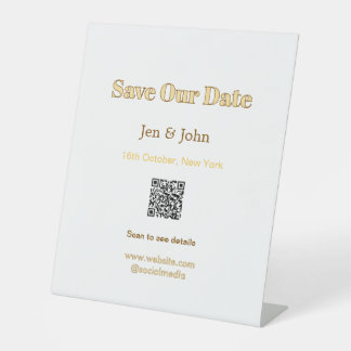 Sla onze datum op Scan QR voor details naam datum  Reclamebord Met Voetstuk