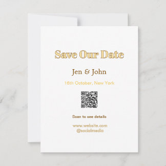 Sla onze datum op Scan QR voor details naam datum  RSVP Kaartje