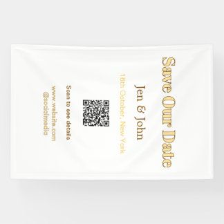 Sla onze datum op Scan QR voor details naam datum  Spandoek