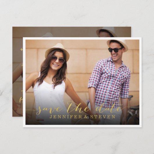 SLA ONZE DATUM OP | SLA DE DATUM GOUDEN AANKONDIGI AANKONDIGINGSKAART (Voorkant / Achterkant)