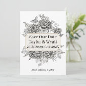 Sla onze datum pioenrozen huwelijksaankondiging op save the date (Staand voorkant)