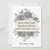 Sla onze datum pioenrozen trouwkaart op save the date (Voorkant)