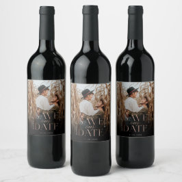 Sla onze datum Roos Gold Full Photo Black Gradient Wijn Etiket