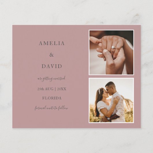 Sla onze datum roze budget foto bruiloft op (Achterkant)