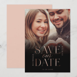 Sla onze datum roze goud volledige foto zwarte gra save the date