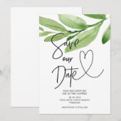 Sla onze datum tropisch groene eucalyptus bruiloft kaart (Voorkant / Achterkant)
