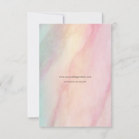 Sla onze datum verfijnde lijnen vloeiend penscript kaart (Achterkant)