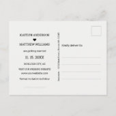 Sla onze datum vervaagde foto minimalistische typo aankondigingskaart (Achterkant)