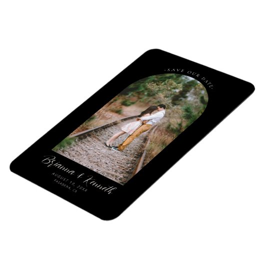 Sla onze datum zwart-wit op met Arch Photo Magneet (Linkerzijde)