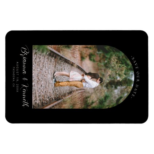 Sla onze datum zwart-wit op met Arch Photo Magneet (Horizontaal)